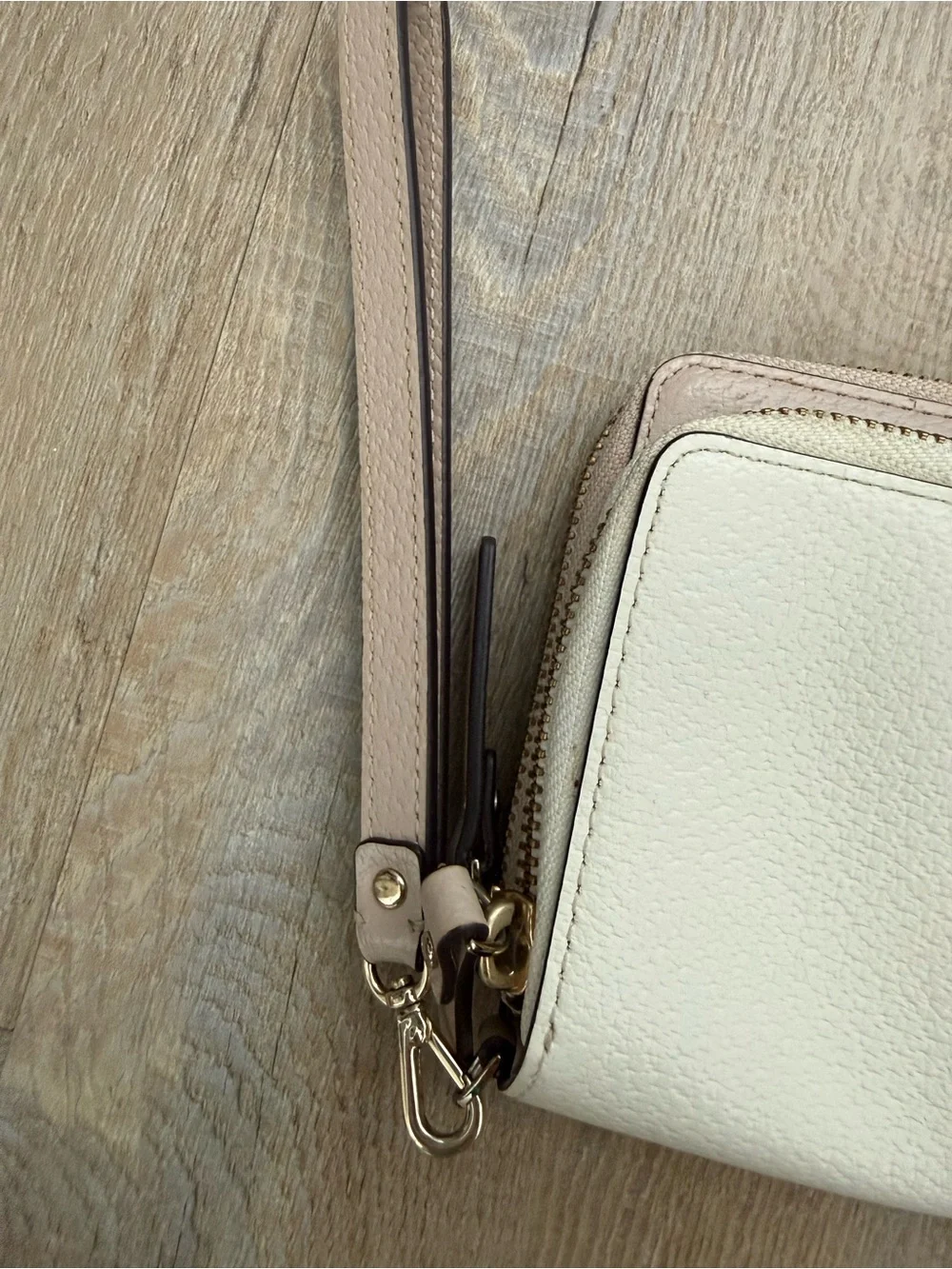 Kate Spade Grove Street Anita double zip wristlet in cream & light pink